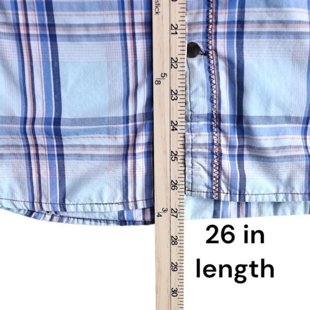 KAVU Mens Large Blue Plaid Short Sleeve Button‎ Up Outdoor Casual Shirt - Picture 12 of 16